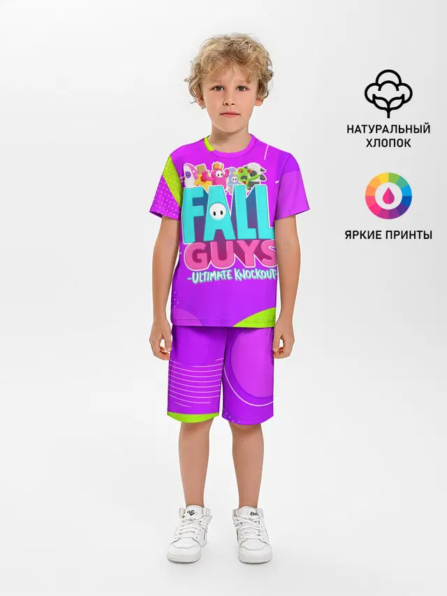 Детская пижама с шортами с принтом «Fall Guys characters»