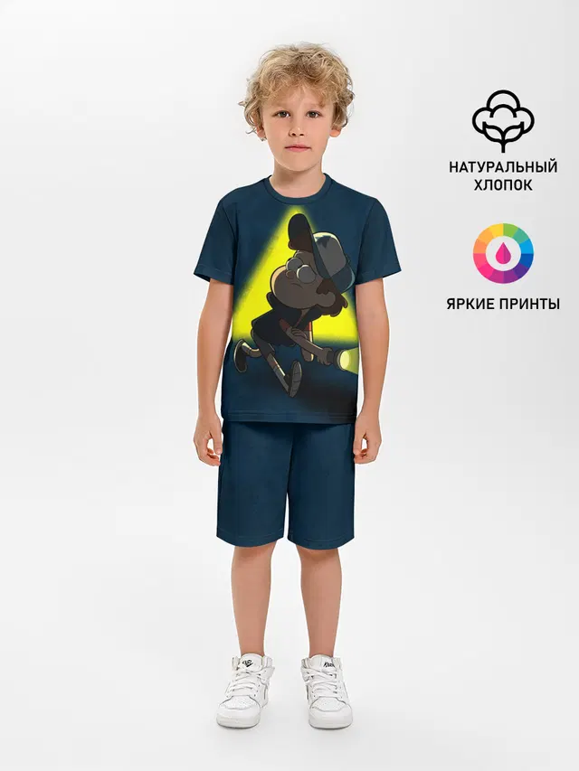 Детская пижама с шортами с принтом «Гравити Фолз — Dipper and yellow triangle»