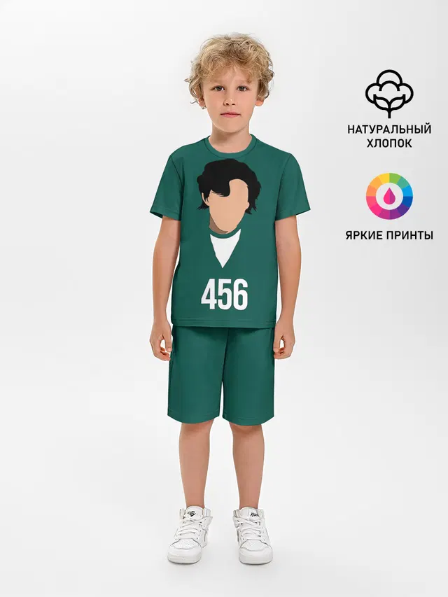 Детская пижама с шортами с принтом «Игра в кальмара — Номер 456 || Игра в кальмара»