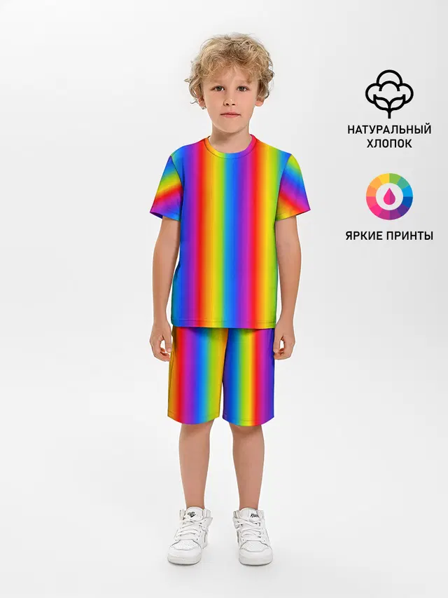 Детская пижама с шортами с принтом «Абстракция — Color gradient»