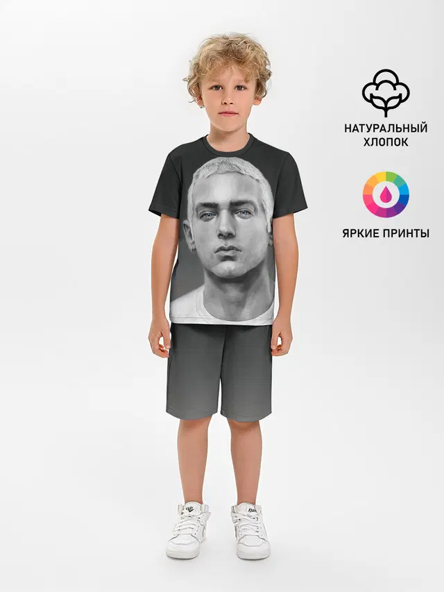 Детская пижама с шортами с принтом «Eminem — ЭМИНЕМ»