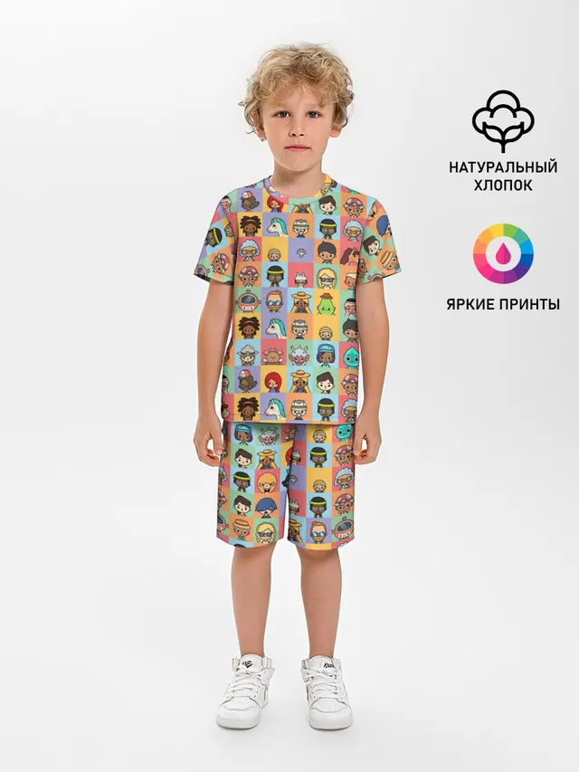 Детская пижама с шортами с принтом «Toca Boca — Toca Life Worl»