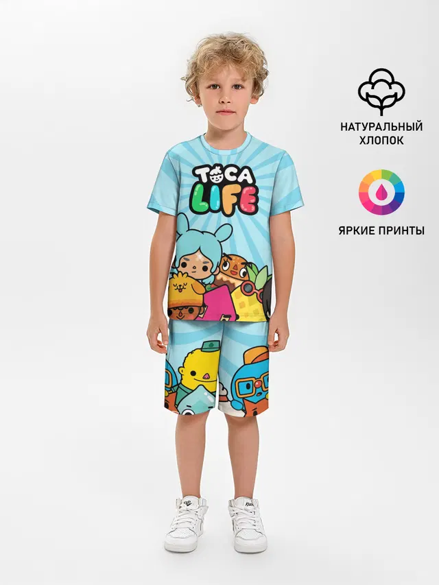 Детская пижама с шортами с принтом «Toca Boca — Toca boca life»