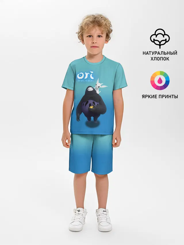 Детская пижама с шортами с принтом «Spirit Guardian — Naru и Ori — Нару and Ori»