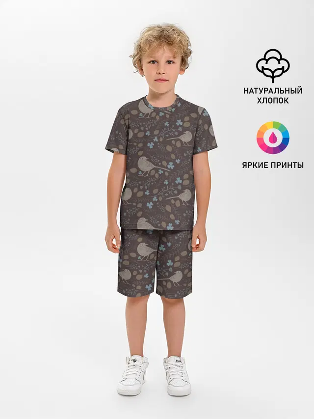 Детская пижама с шортами с принтом «Геометрия — Осенняя абстракция»