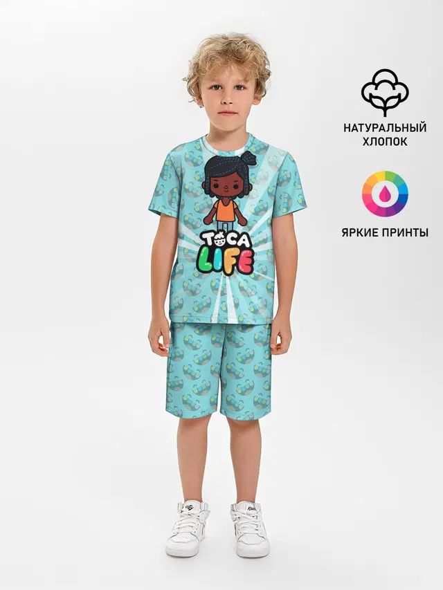 Детская пижама с шортами с принтом «Toca Boca — Toca Life World»