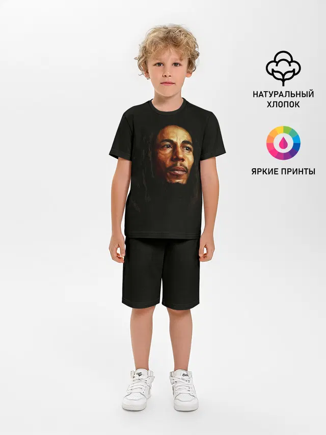 Детская пижама с шортами с принтом «Боб Марли — Bob Marley Art»