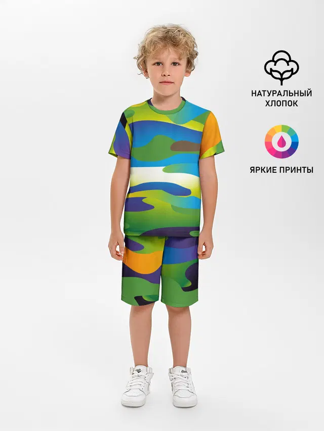 Детская пижама с шортами с принтом «Camouflage 2022»