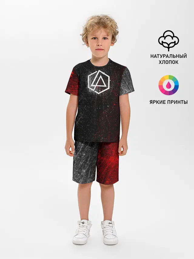 Детская пижама с шортами с принтом «Hexagon — Linkin Park Logo»