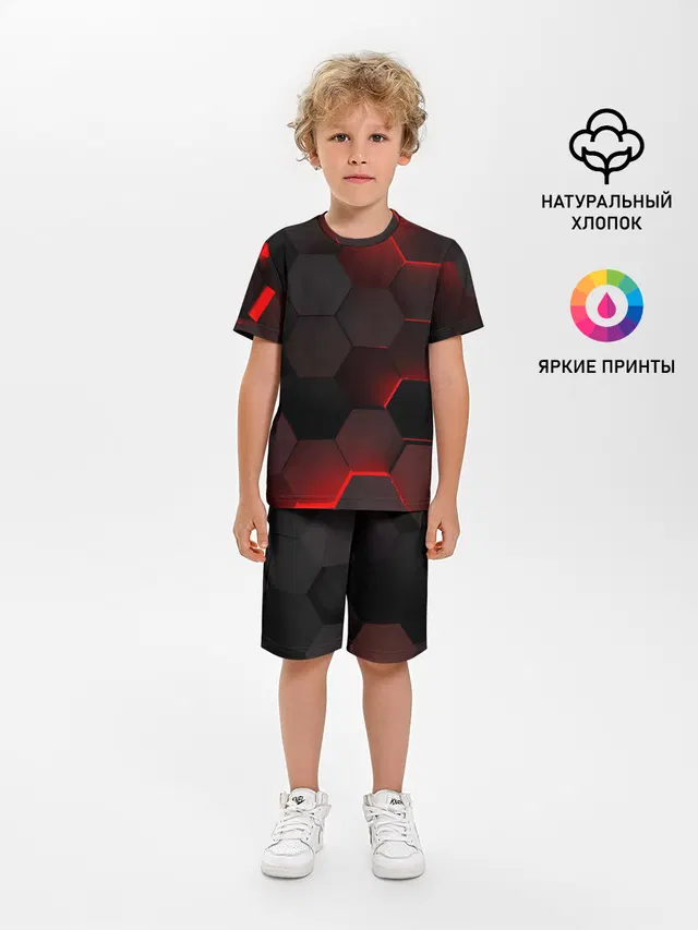 Детская пижама с шортами с принтом «3D плиты»