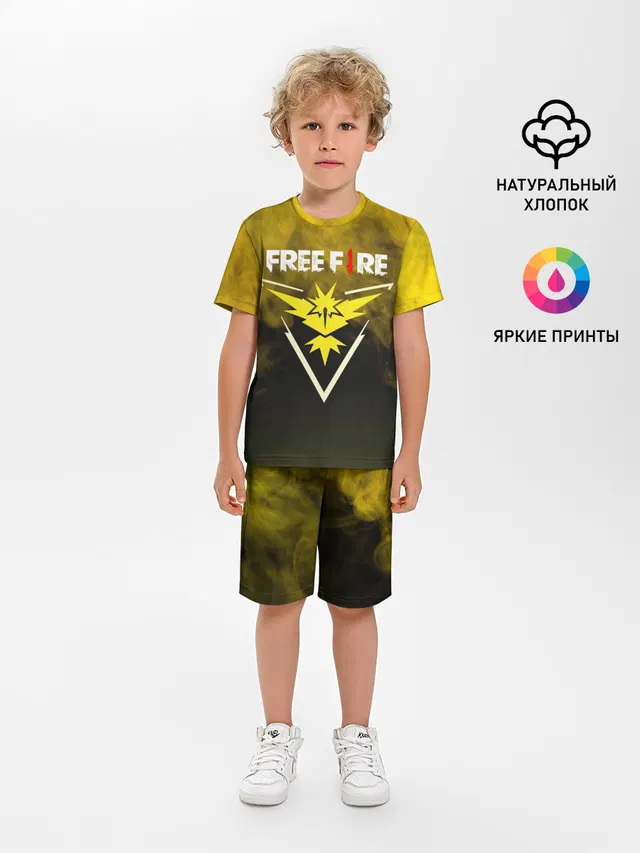 Детская пижама с шортами с принтом «Freefire Yellow Smoke»