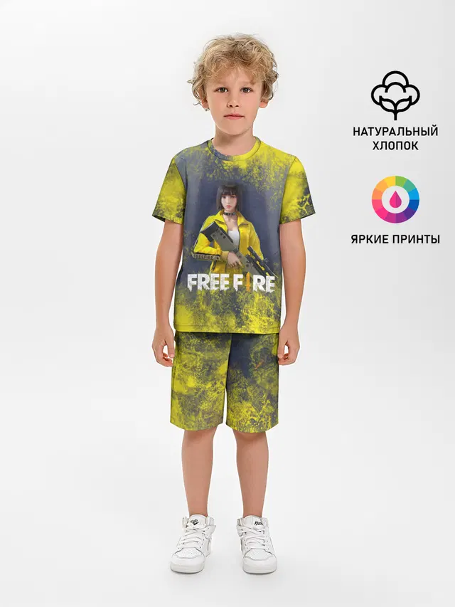 Детская пижама с шортами с принтом «Garena Freefire Батлграунд — БАТЛГРАУНД»