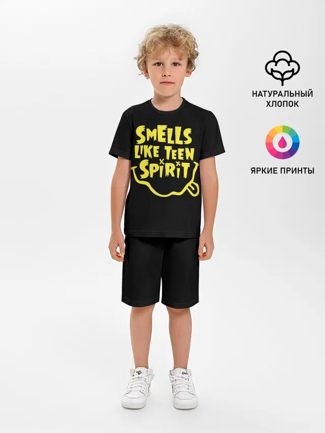 Детская пижама с шортами с принтом «Smells like teen spirit»