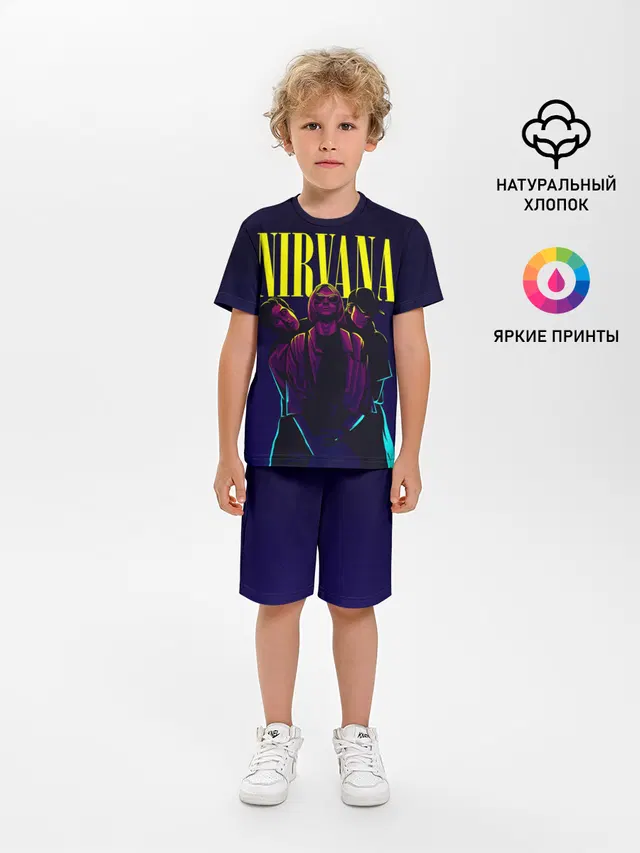 Детская пижама с шортами с принтом «Nirvana Neon»