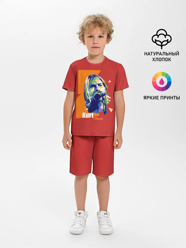 Детская пижама с шортами с принтом «Kurt Cobain»