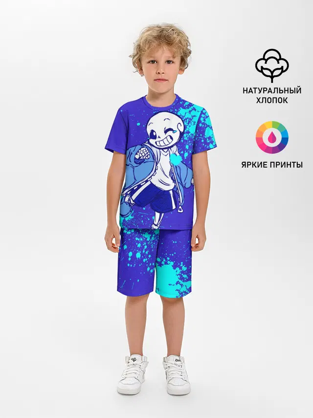 Детская пижама с шортами с принтом «Skeleton — UNDERTALE SANS BLUE»