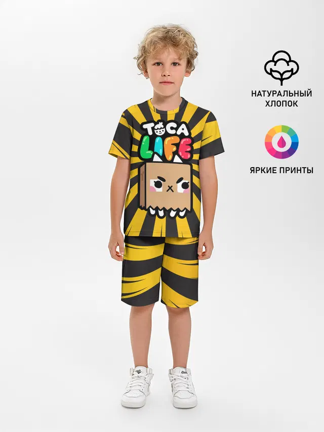 Детская пижама с шортами с принтом «Toca Boca — Крокет»