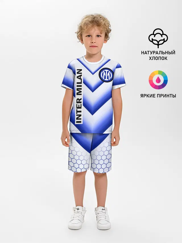 Детская пижама с шортами с принтом «Hexagon pattern — INTER MILAN»