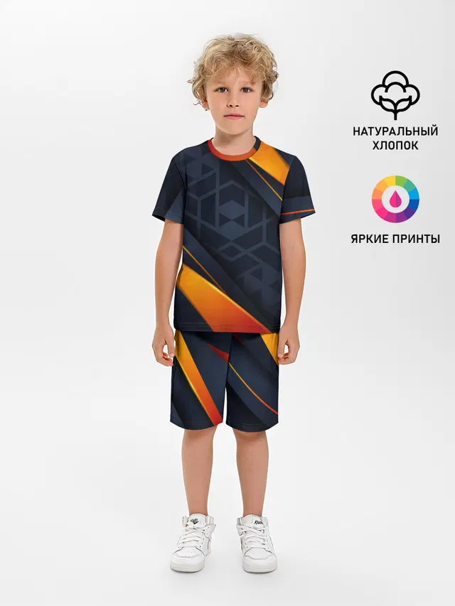 Детская пижама с шортами с принтом «Black Orange»