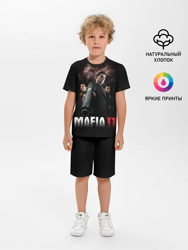 Детская пижама с шортами с принтом «Мафиозное братство»