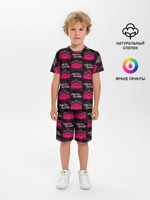 Детская пижама с шортами с принтом «Игра в кальмара — PATTERN»