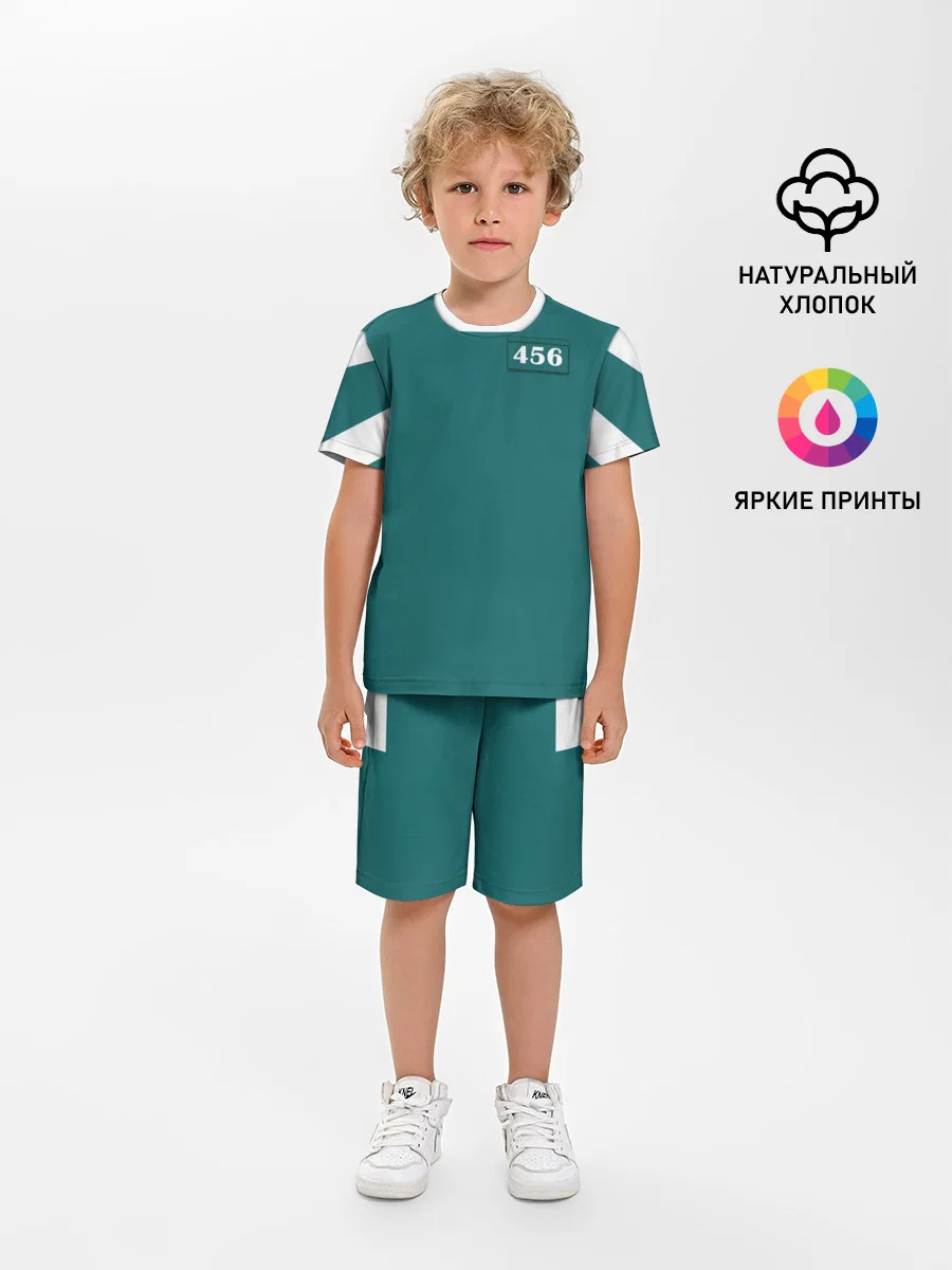 Хлопковая детская пижама с шортами «Player 456» — принт крупно