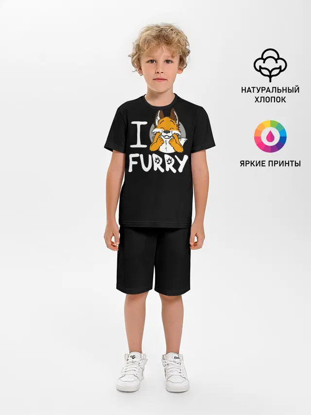 Детская пижама с шортами с принтом «Разные звери — I love furry»