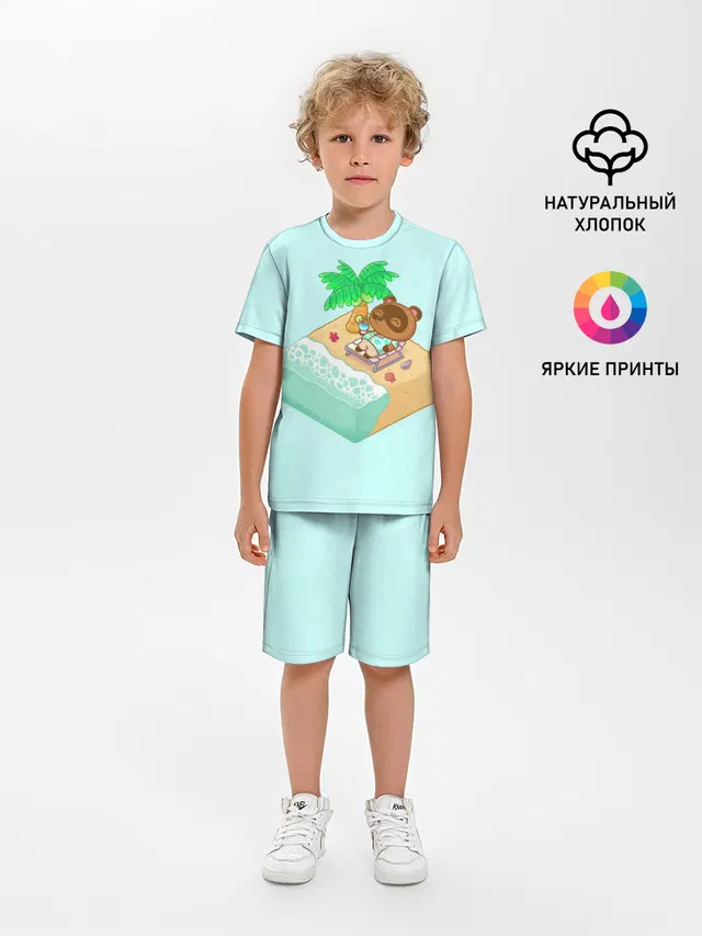 Детская пижама с шортами с принтом «Beach Crossing»