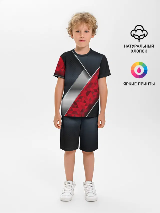 3D BLACK AND RED METAL