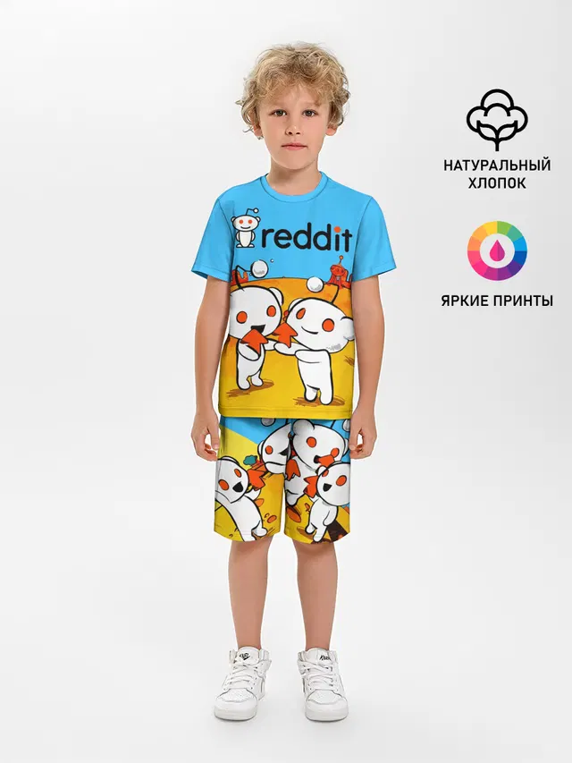 Детская пижама с шортами с принтом «Социальные сети — REDDIT — РЕДДИТ — UPVOTE ART»