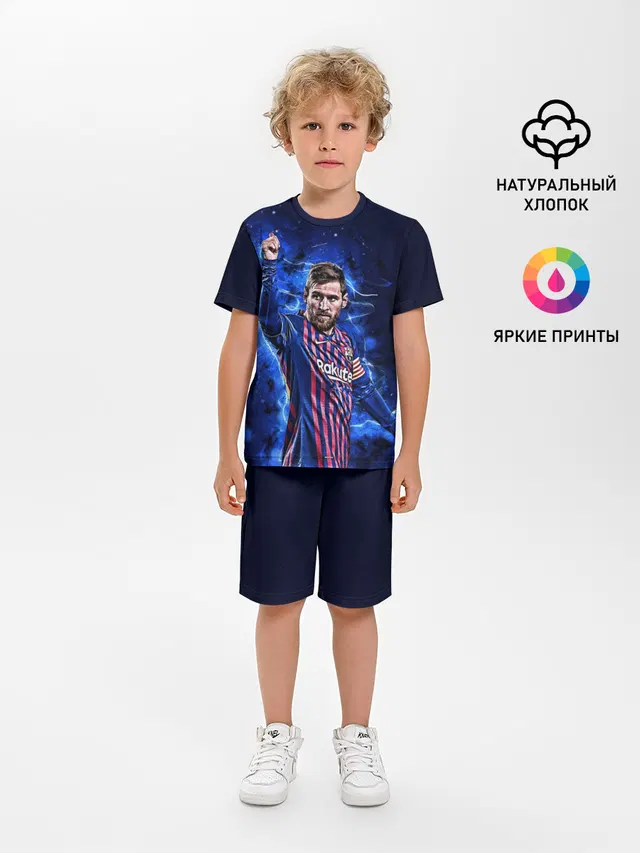 Детская пижама с шортами с принтом «Барселона — Lionel Messi — 10»