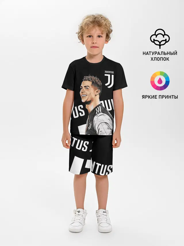 Детская пижама с шортами с принтом «Криштиану Роналду — JUVENTUS»