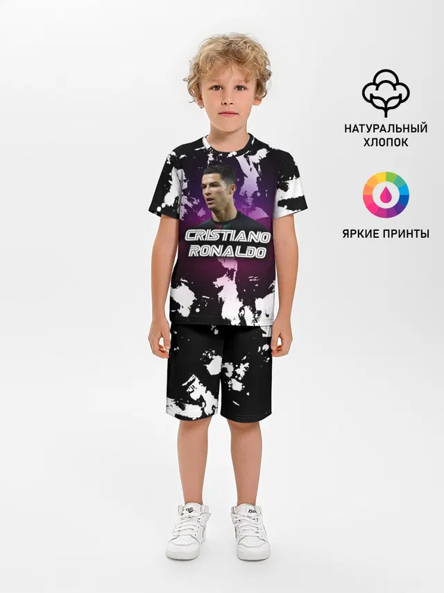 Детская пижама с шортами с принтом «Криштиану Роналду — Cristiano Ronaldo»