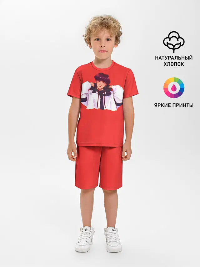 Детская пижама с шортами с принтом «BTS — Suga Red»
