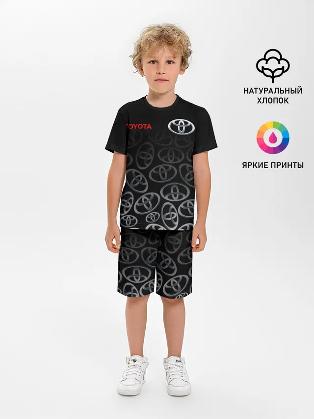 Детская пижама с шортами с принтом «Тойота — TOYOTA SPORT — LOGOBOMBING»