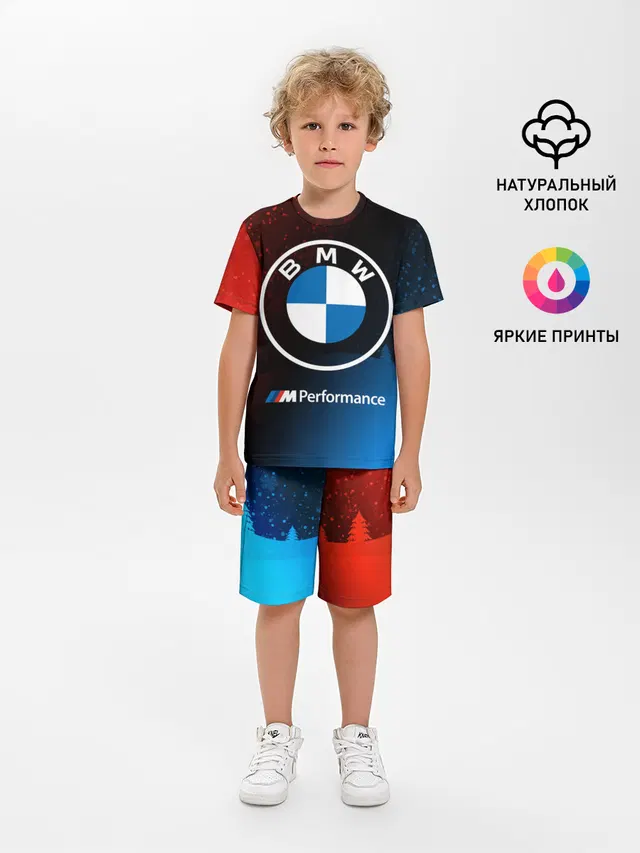 Детская пижама с шортами с принтом «BMW - Снежный»