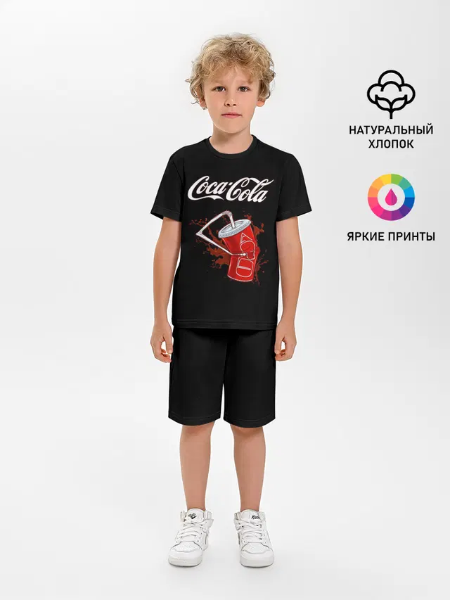 Детская пижама с шортами с принтом «Еда — Coca Cola»