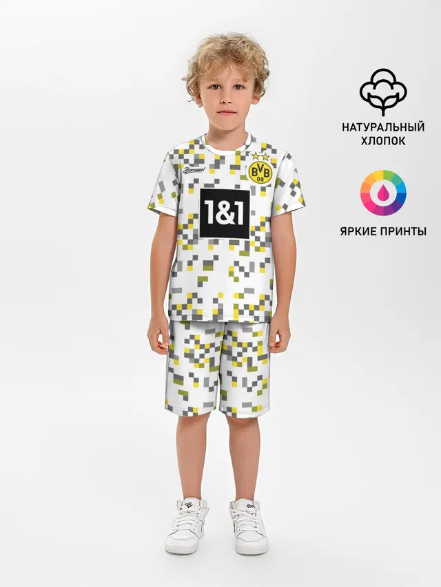Детская пижама с шортами с принтом «Pixelated camouflage — BORUSSIA резервная сезон 20/21»