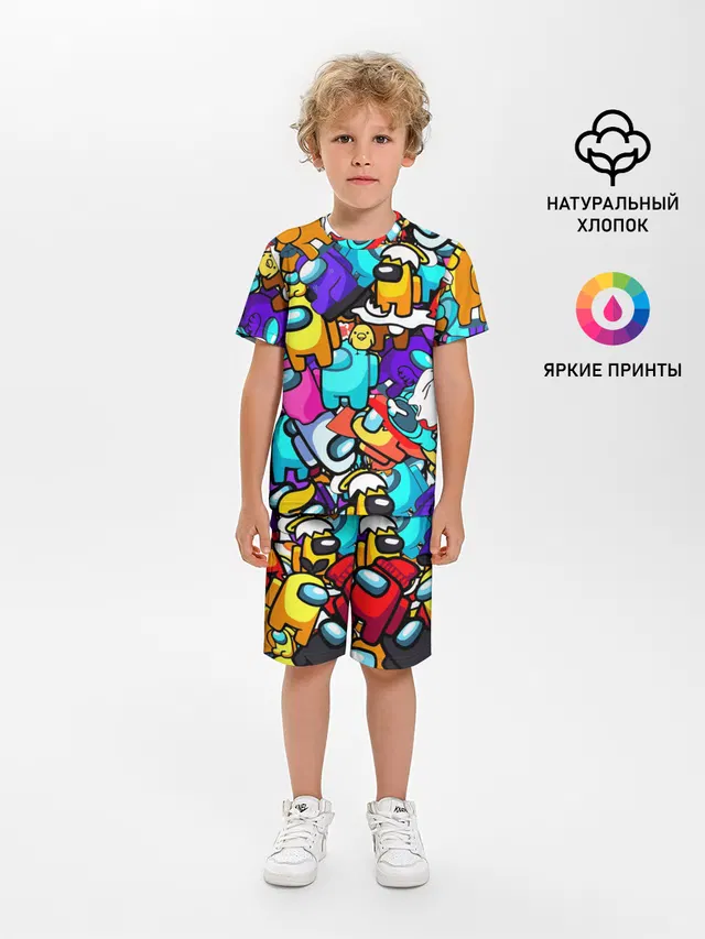 Детская пижама с шортами с принтом «Collage pattern»