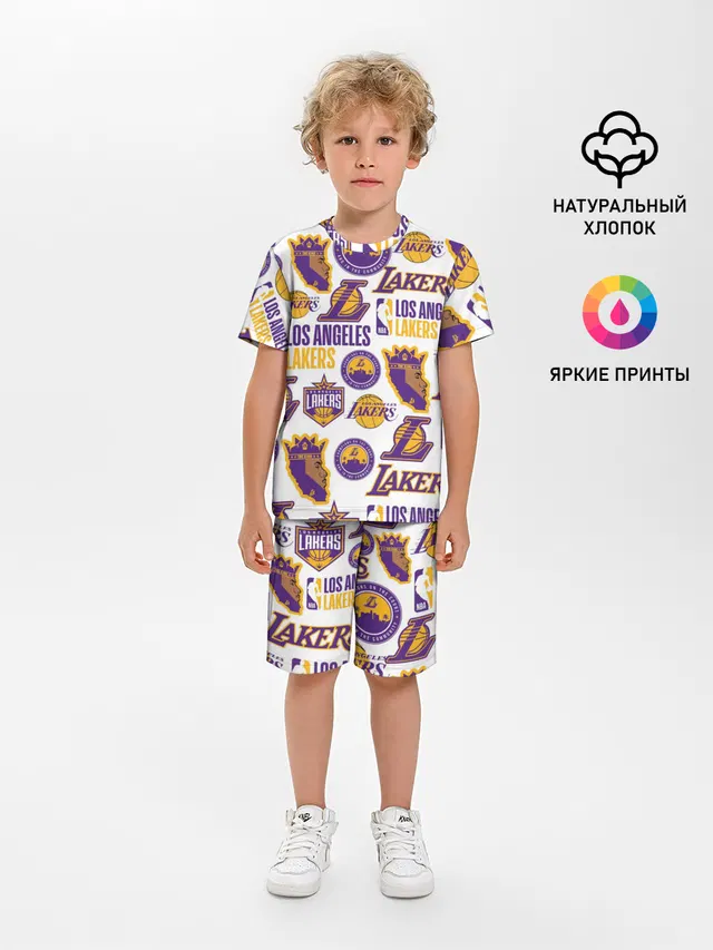 Детская пижама с шортами с принтом «Лейкерс — LAKERS LOGO»