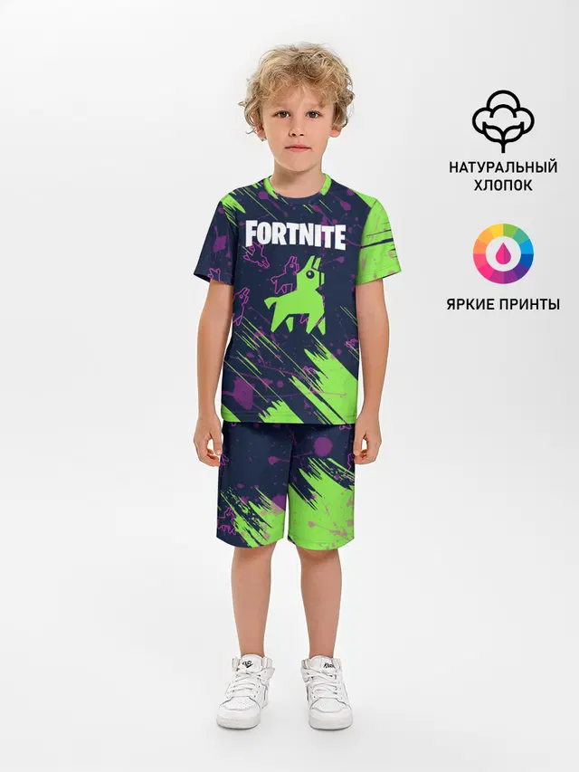 Детская пижама с шортами с принтом «Fortnite Lama»