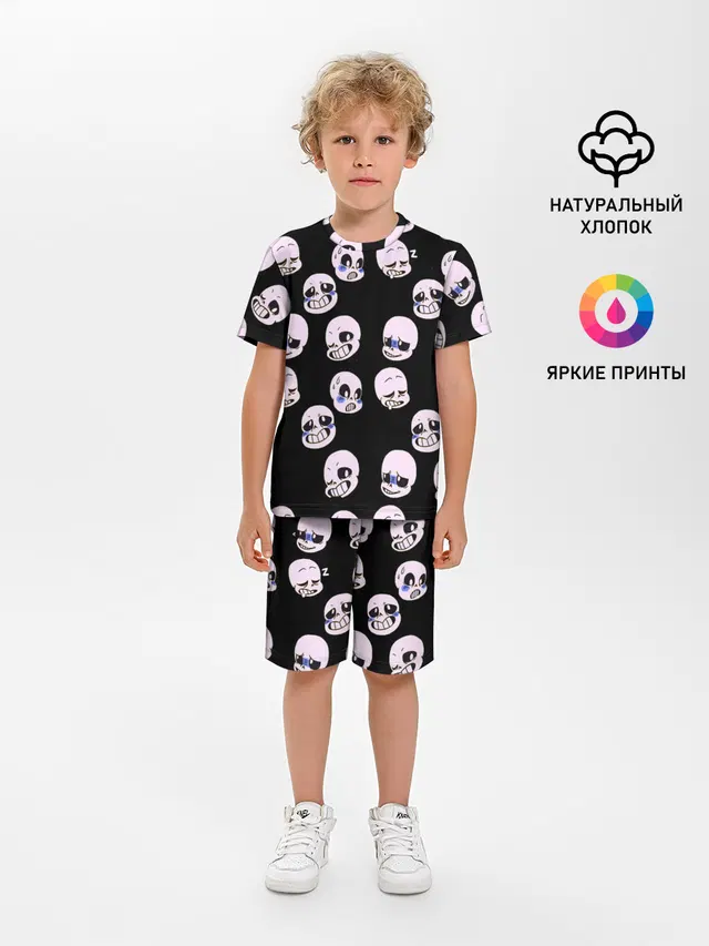 Детская пижама с шортами с принтом «skull»