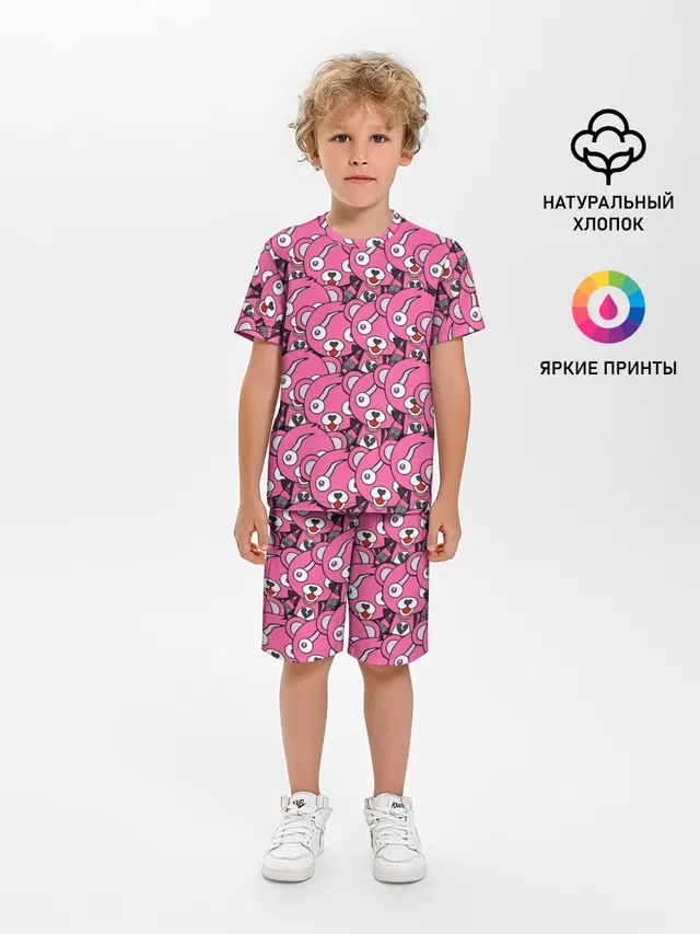 Детская пижама с шортами с принтом «Pink Bear»