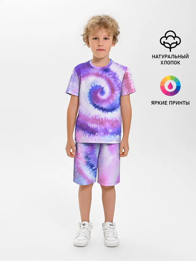Детская пижама с шортами с принтом «Tie-Dye — TIE-DYE PURPLE»