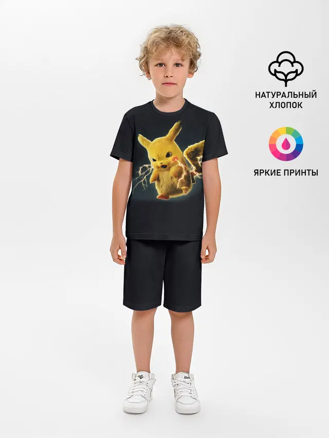 Детская пижама с шортами с принтом «Пикачу — Pikachu Pika Pika»