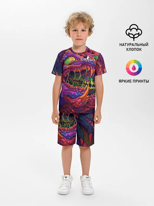 Детская пижама с шортами с принтом «Psychedelic art — CS GO — Hyper Beast»