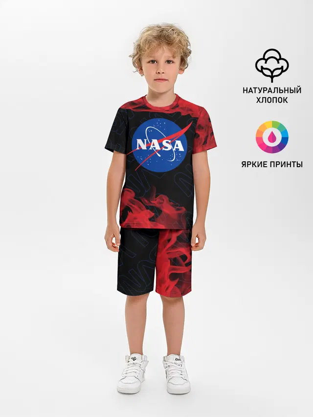 Детская пижама с шортами с принтом «Модные — NASA — НАСА»