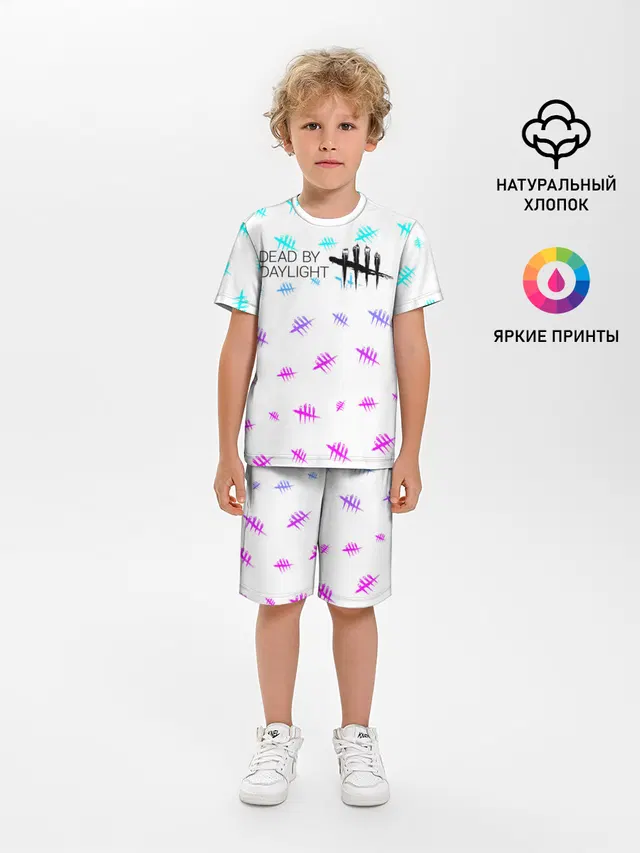 Детская пижама с шортами с принтом «Tally mark logo»