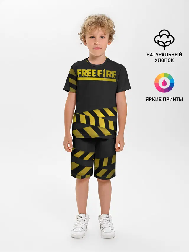 Детская пижама с шортами с принтом «Caution tape — Free Fire»