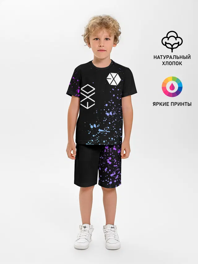 Детская пижама с шортами с принтом «Paint splatter — EXO BAND.»